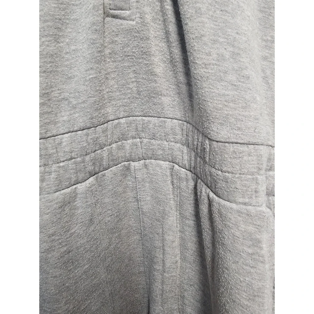 Athleta Girl gray one piece hooded jumpsuit 14 zipper thumb holes pockets